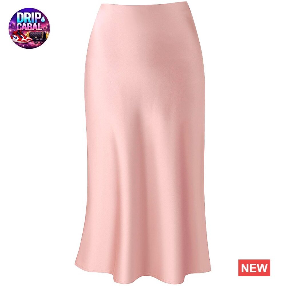 Leopard Print Midi Skirt High Waist Satin Elasticized Y2K Chic Casual